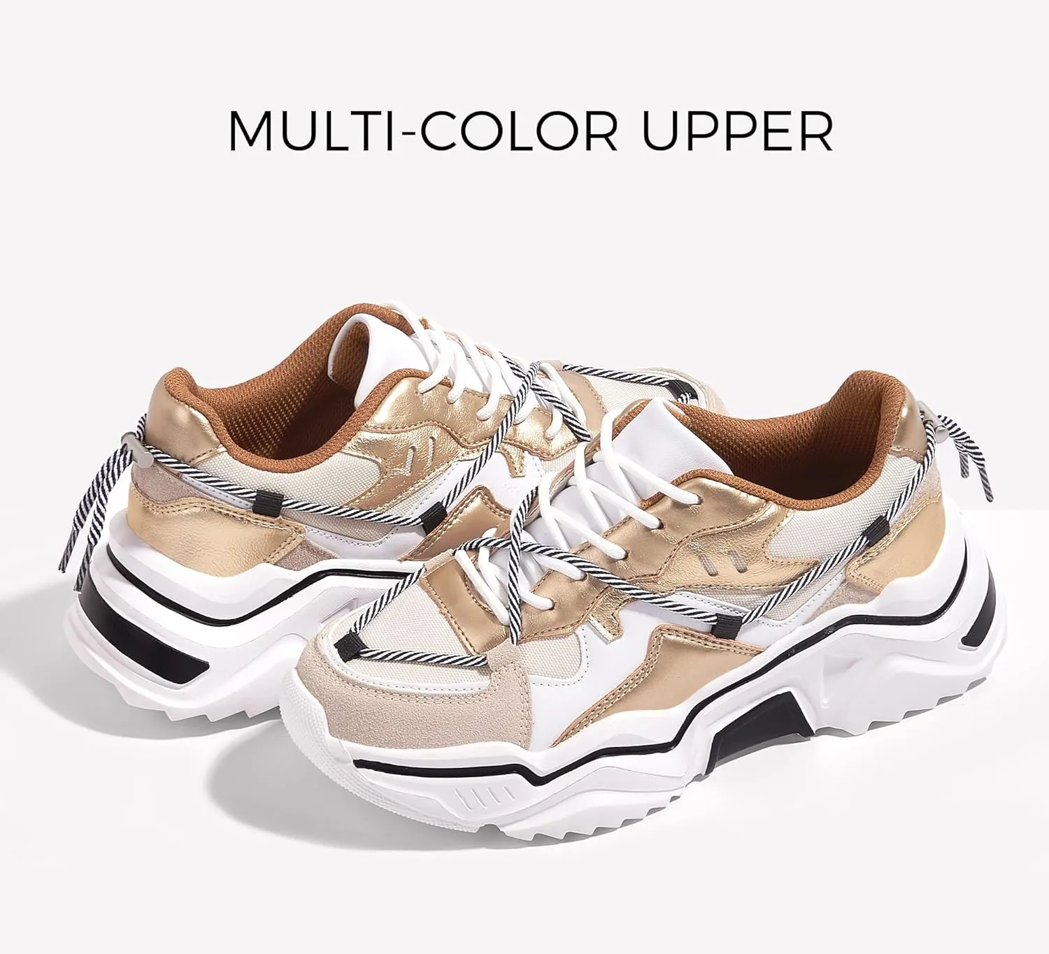 LUCKY STEP Women's Platform Colorful Fashion Sneakers Retro Colorblock Stylish Cute Chunky Dad Walking Shoes