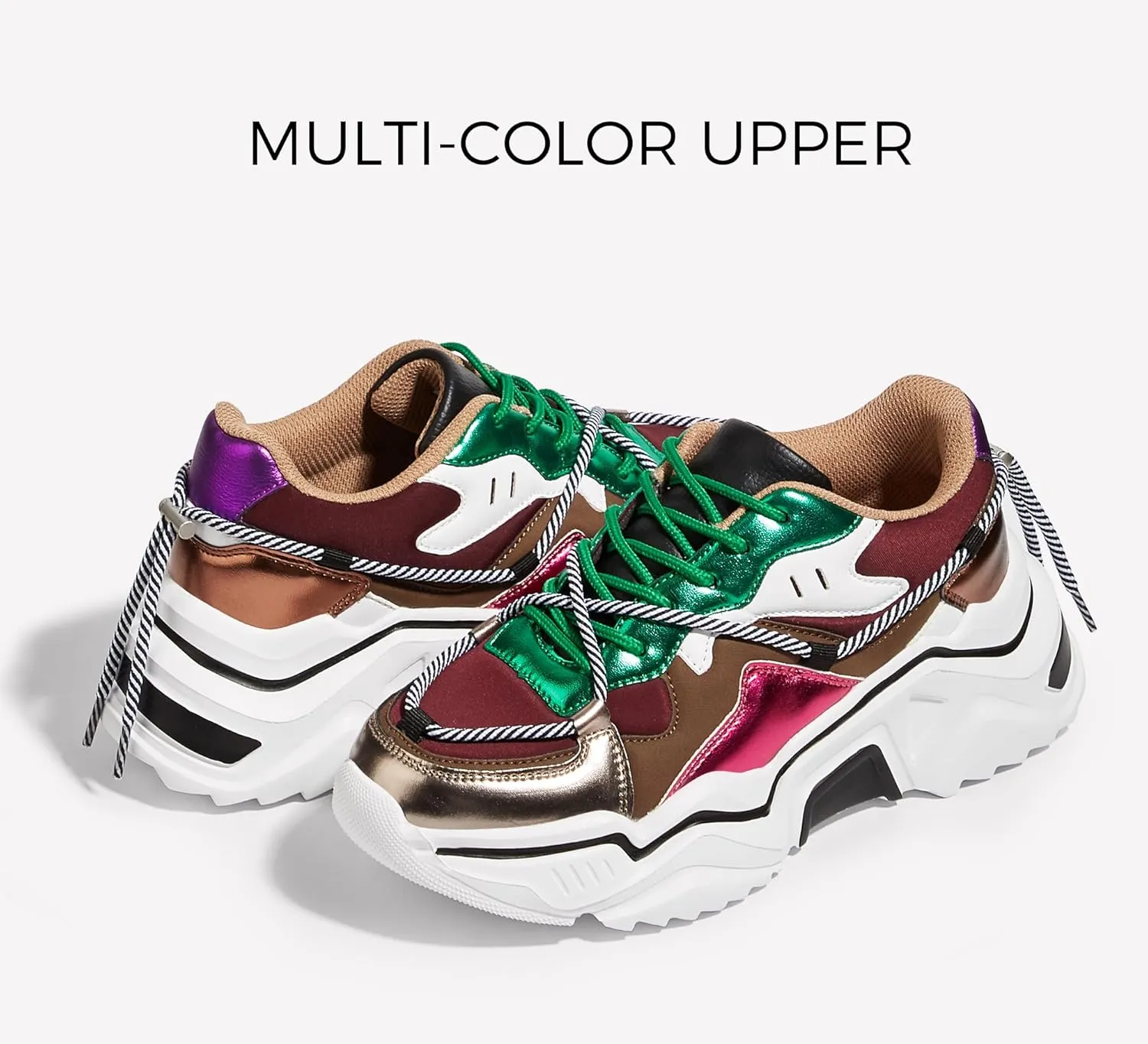 LUCKY STEP Women's Platform Colorful Fashion Sneakers Retro Colorblock Stylish Cute Chunky Dad Walking Shoes