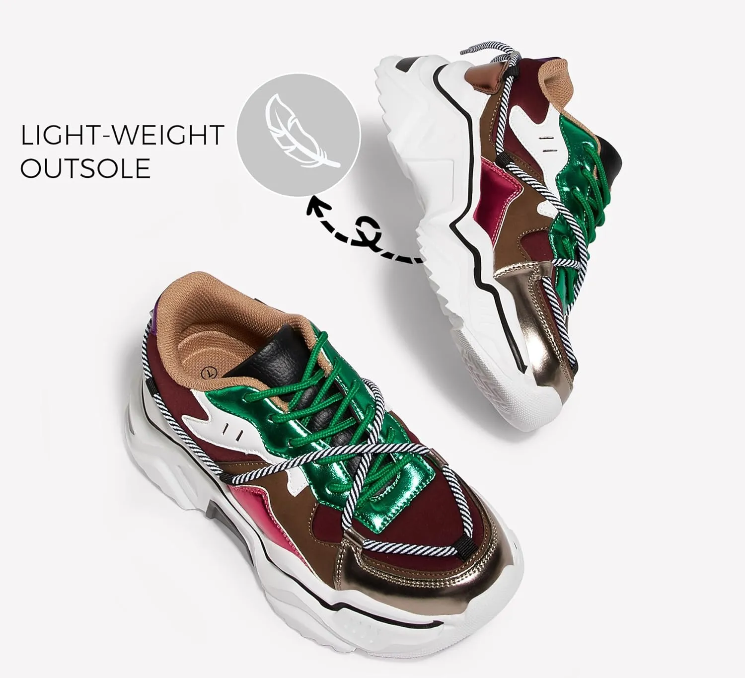 LUCKY STEP Women's Platform Colorful Fashion Sneakers Retro Colorblock Stylish Cute Chunky Dad Walking Shoes