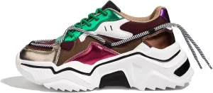 LUCKY STEP Women's Platform Colorful Fashion Sneakers Retro Colorblock Stylish Cute Chunky Dad Walking Shoes