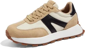 LUCKY STEP Women's Platform Fashion Sneakers Retro Classic Trainers Casual Lace-up Stylish Tennis Running Walking Shoes