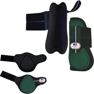 Majestic Ally Horse Leg Protection Fetlock and Tendon Boots Set, PU Shell, Neoprene Lining, Hook and Loop Closures, Multiple Colors and Sizes