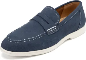Meijiana Men's Genuine Leather Loafers Slip-On Moccasins Suede Dress Shoes, Lightweight and Breathable with Rubber Sole Stylish Mens Loafers
