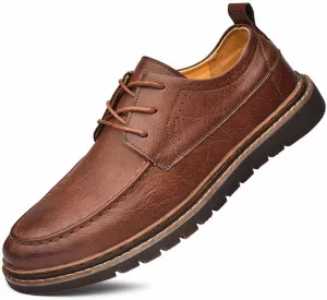 Men's Dress Oxfords,Casual Loafer Business Shoes Lace Up Flats,Walking Boat Comfort Handmade Cowhide (Brown,6)