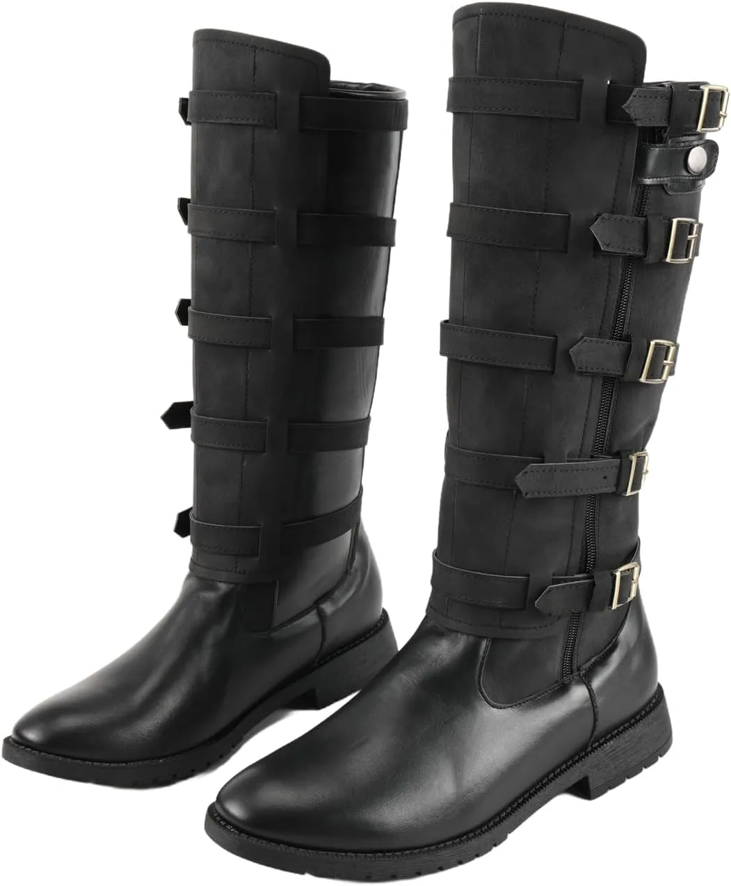Mens Retro Renaissance Medieval Shin Guards Covers PU Lace Up Sleeve Shoe Leg Covers for Halloween