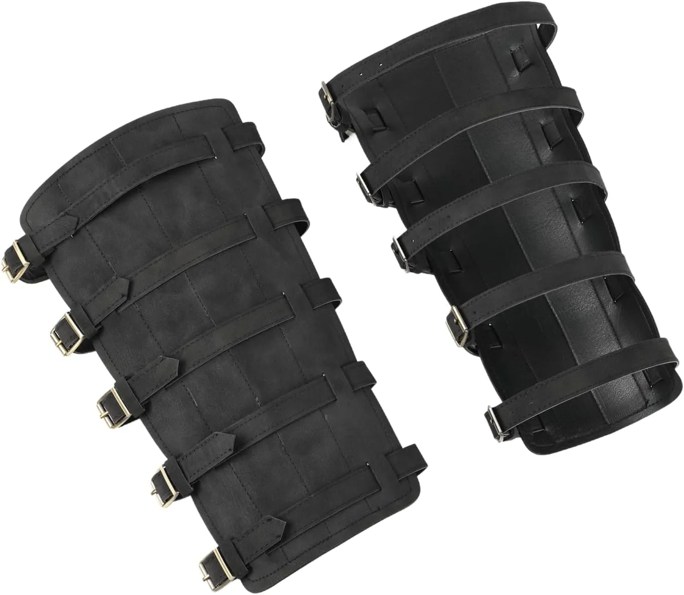 Mens Retro Renaissance Medieval Shin Guards Covers PU Lace Up Sleeve Shoe Leg Covers for Halloween