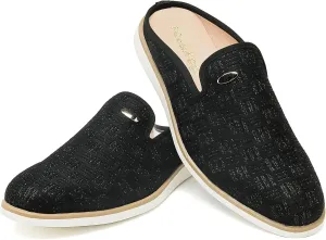 Mens Slip On Mules & Clogs Backless Loafers, Light Open Back Shoes Comfort Walking Shoes Breathable Slippers Closed Toe Slides with Anti-Skid Rubber Sole (Black)