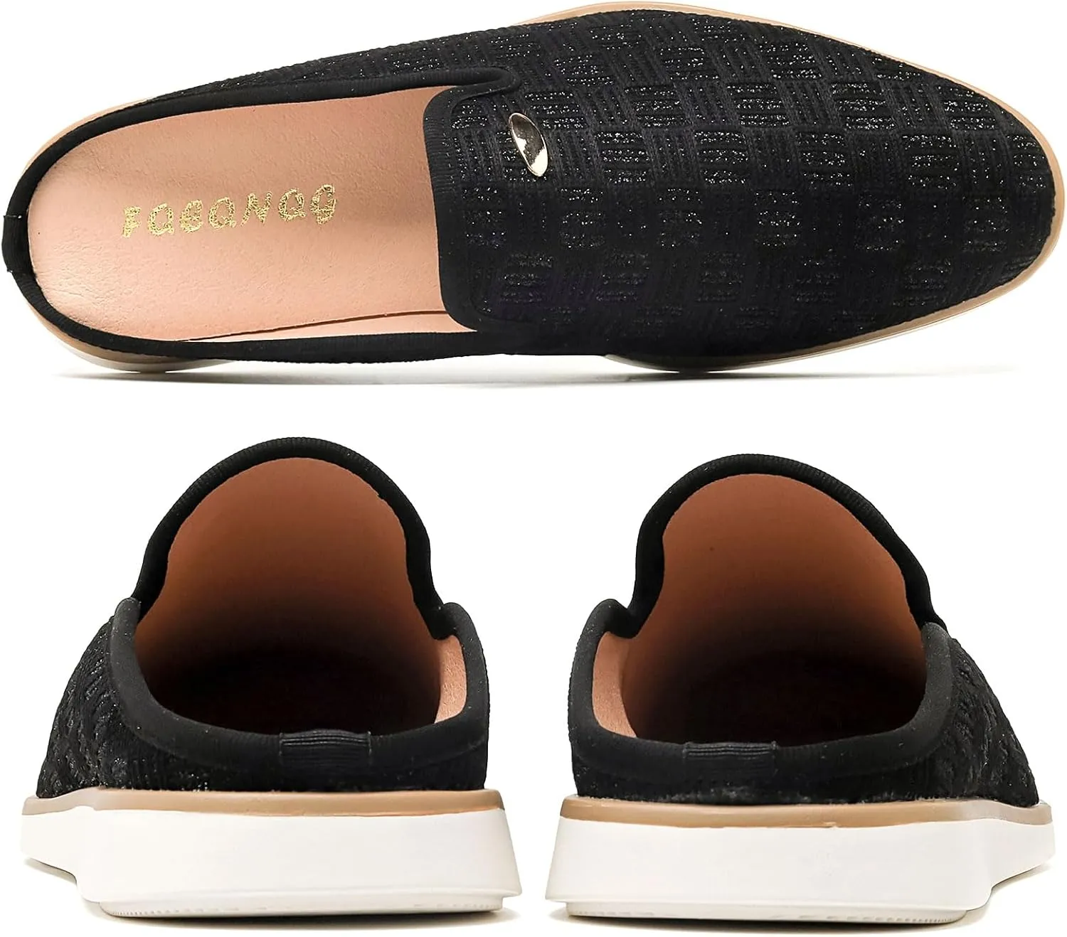 Mens Slip On Mules & Clogs Backless Loafers, Light Open Back Shoes Comfort Walking Shoes Breathable Slippers Closed Toe Slides with Anti-Skid Rubber Sole (Black)