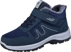 Men's Winter Sport Shoes Thickened Warm Fleece Snow Boots with Adjustable Closures Comfort Walking Hiking Boots