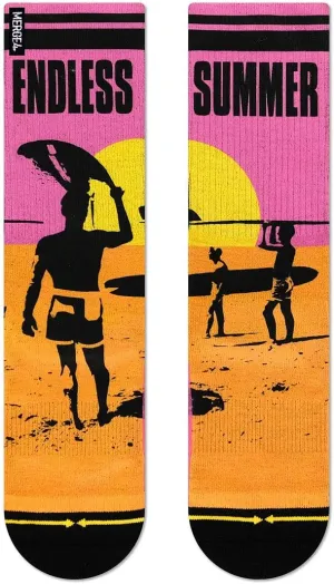 MERGE4 Endless Summer Orange Surf Art Unisex Crew Sock