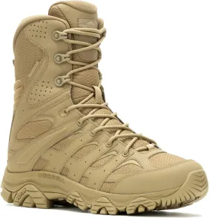 Merrell Men’s Moab 3 8” Zip Tactical Waterproof Boots, Durable & Comfortable Coated Leather Combat Hiking Shoes