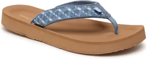 Minnetonka Hedy Sandal - Women’s Beach Flip Flops Handcrafted with Soft Denim or Woven Fabric Accents, and Contoured Footbed