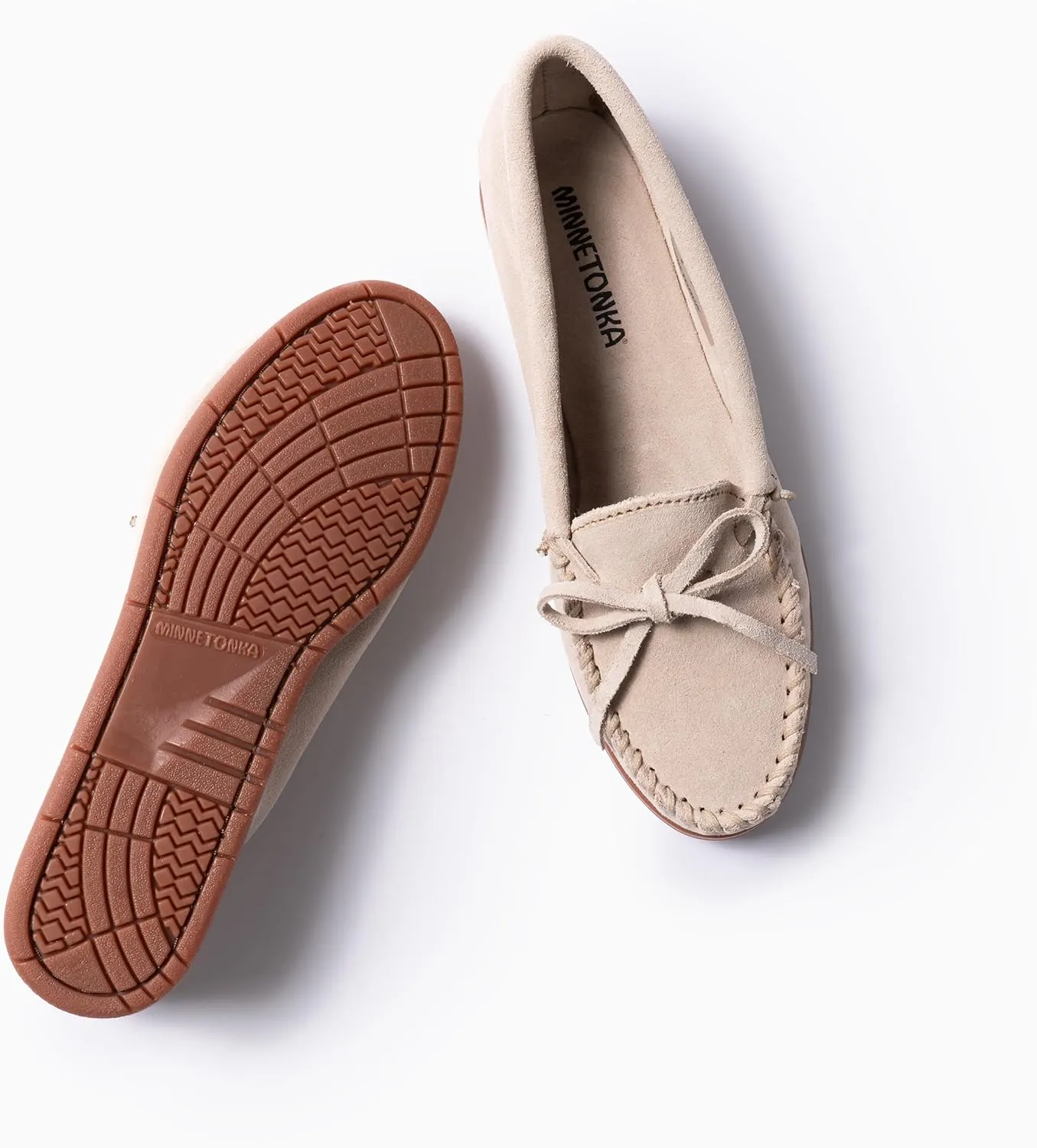 Minnetonka Women’s Tie Slip On —Moccasins for Women, Classic Leather Loafer Silhouette, Cushioned Footbed