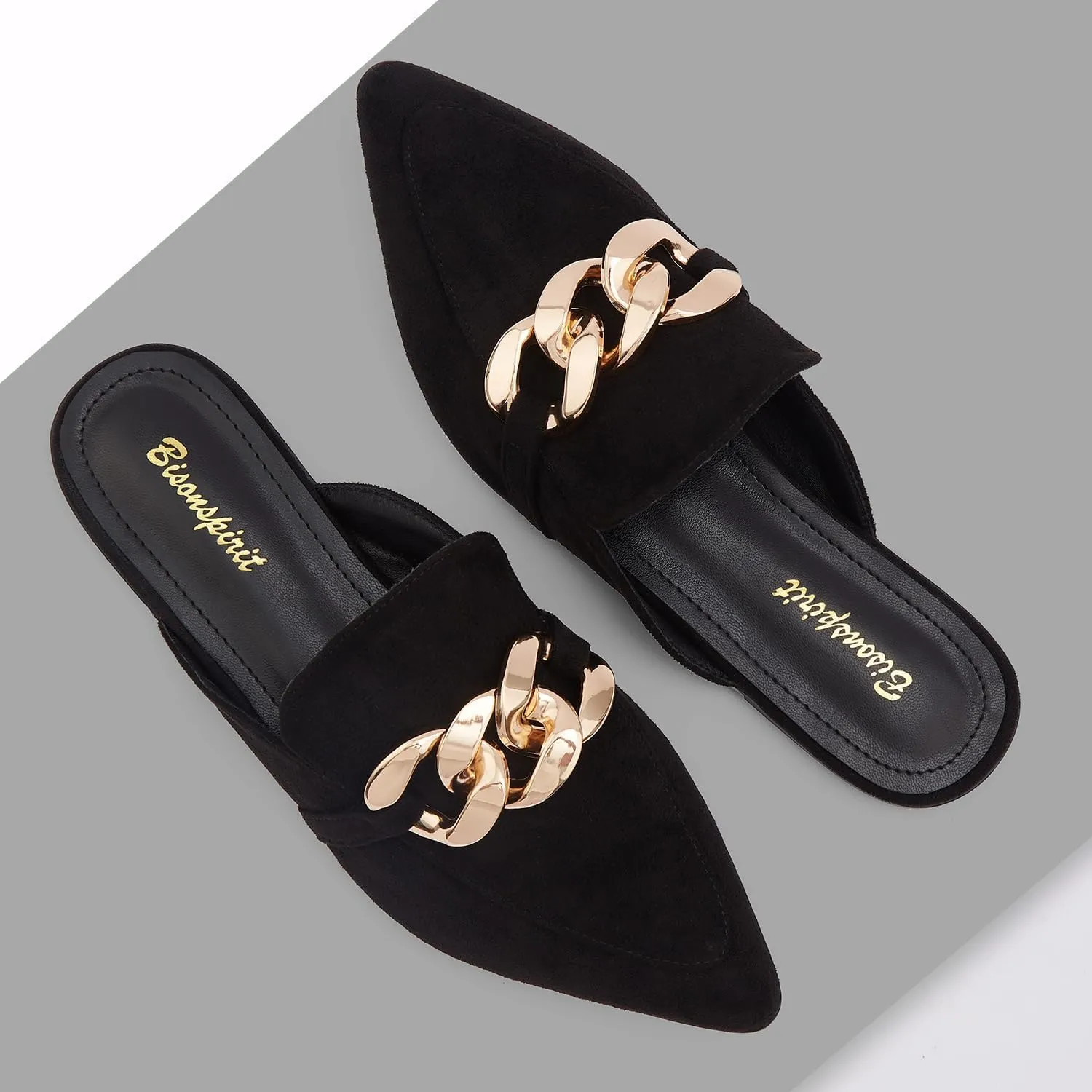 Mules for Women Flats Pointed Toe Slip On Slides Loafer Shoes