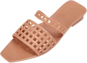 Mule/Squared Open Toe Dress Slides Sandals, Confortable Low Block Heel Jellies/Jelly Shoes for Women
