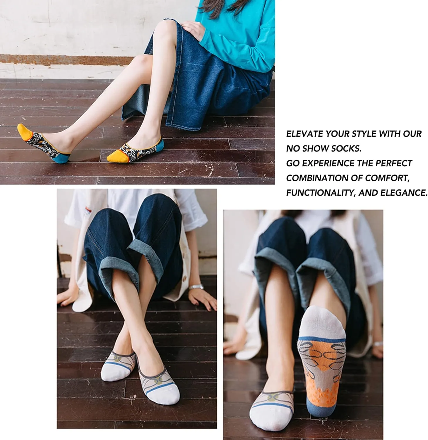 No Show Socks Women Cute Stylish Sneaker Non Slip Flat Boat Line 6 Pairs