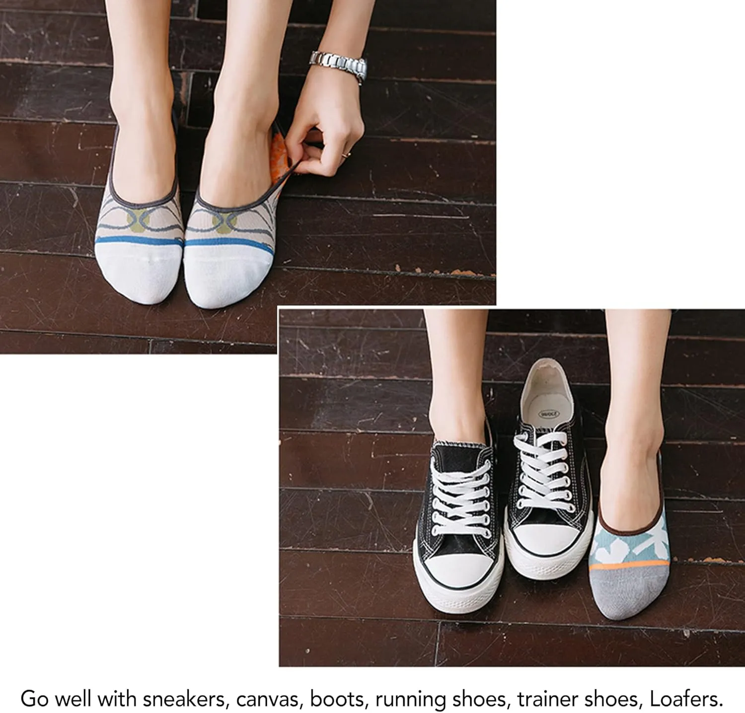 No Show Socks Women Cute Stylish Sneaker Non Slip Flat Boat Line 6 Pairs