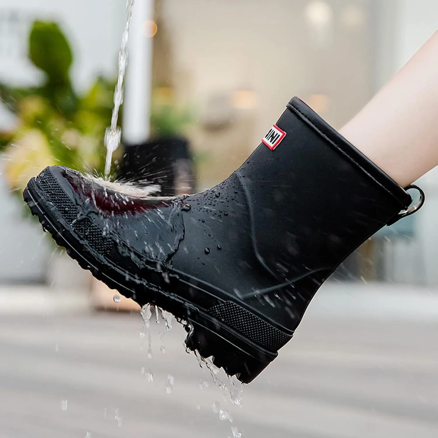 Nutropa Mid Calf Rain Boots for Women,Waterproof Garden Shoes Anti-Slip Rainboots,Outdoor Work Rain Shoes