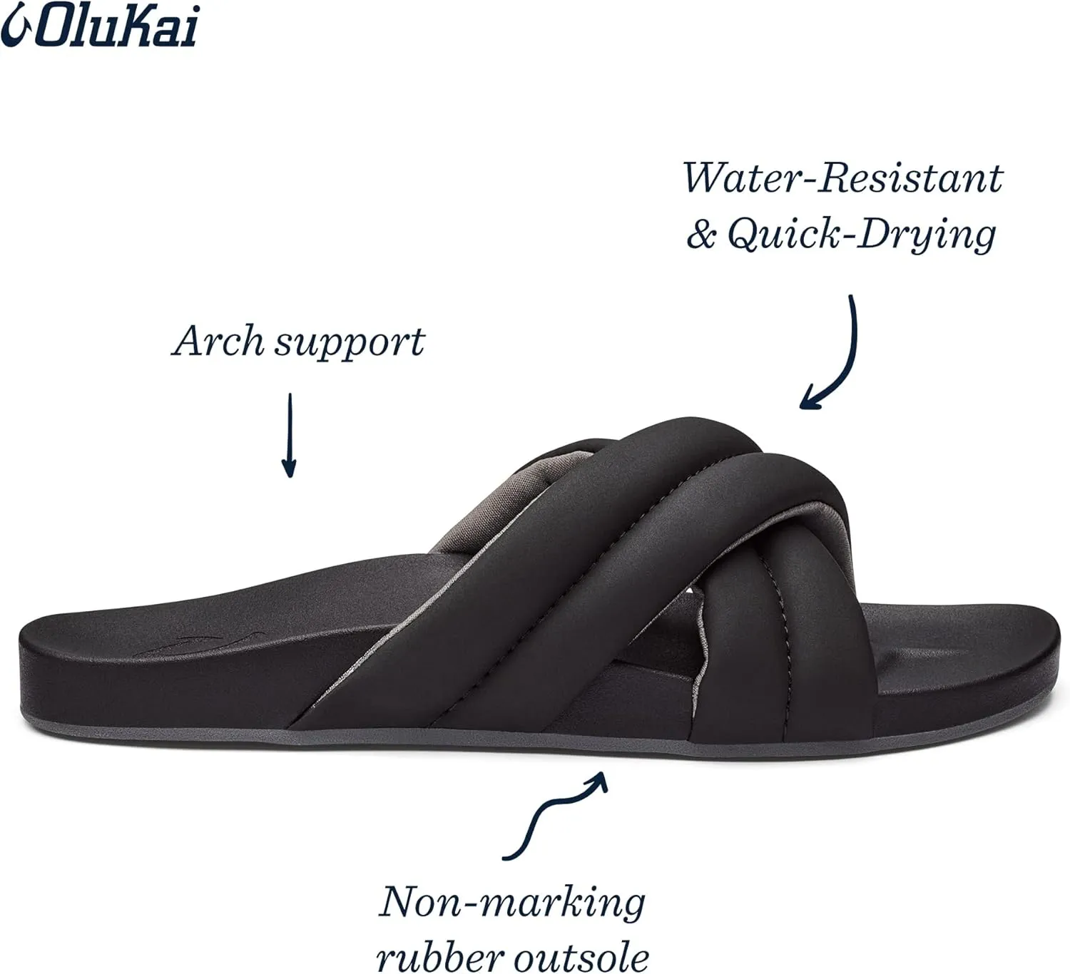 OLUKAI Hila Women's Beach Sandal, Water-Friendly Flip-Flop Slides, All-Day Wear & Ultra-Soft Comfort Fit