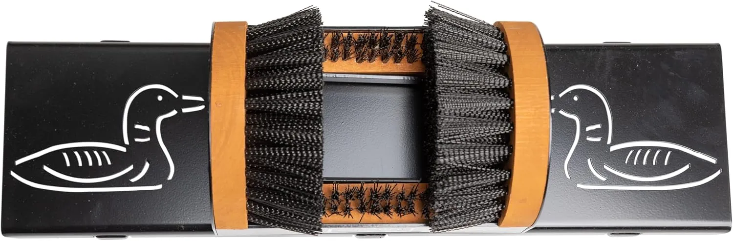 Original Boot Brush with Decorative Steel Base - Portable, Weather Resistant Outdoor Boot Brush Station, Made in the USA (Loon)