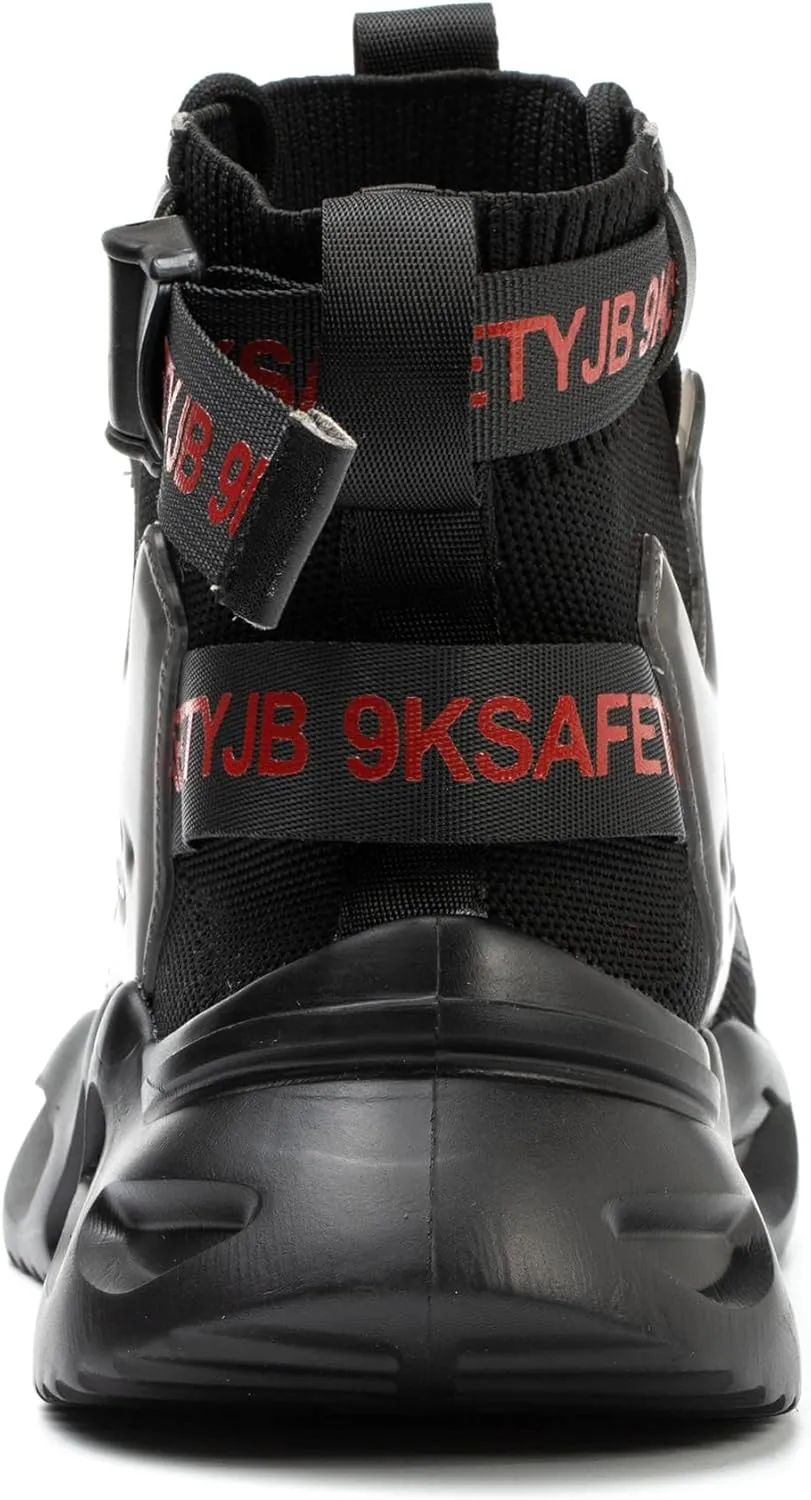 ORISTACO Steel Toe Safety High-Cut Boot, Breathable Lightweight Smash-Proof Industries Construction Work Shoes