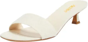 Pazzion Women's Round Open Toe Kitten Heel Mules Slip On Low Heeled Sandals Daily Party Slippers Shoes Size 4-16 US