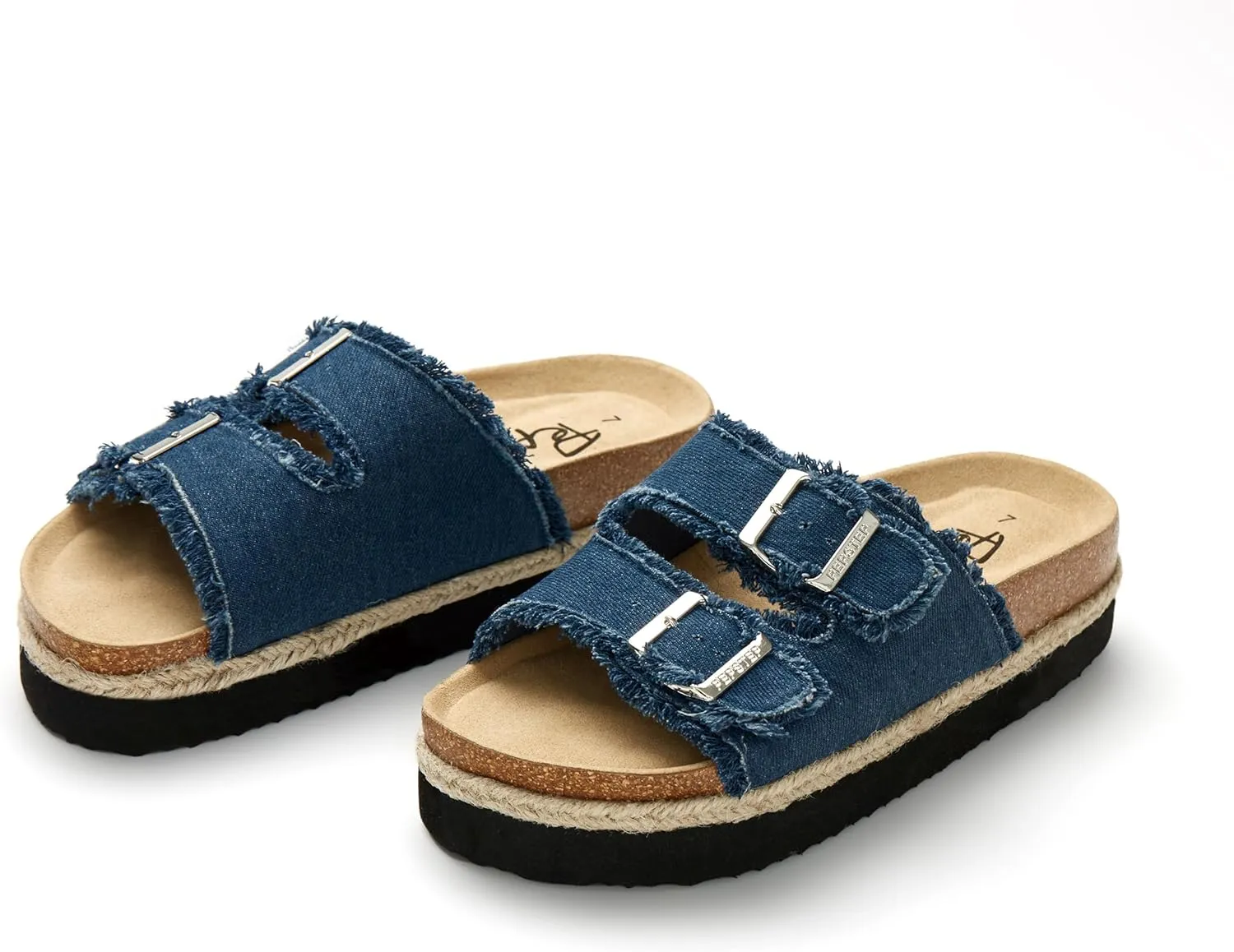 PepStep Slide Sandals for Women with Soft Cork Footbed and Strap, Ladies Fashion Platform Slide Sandals Comfortable Slip On Style