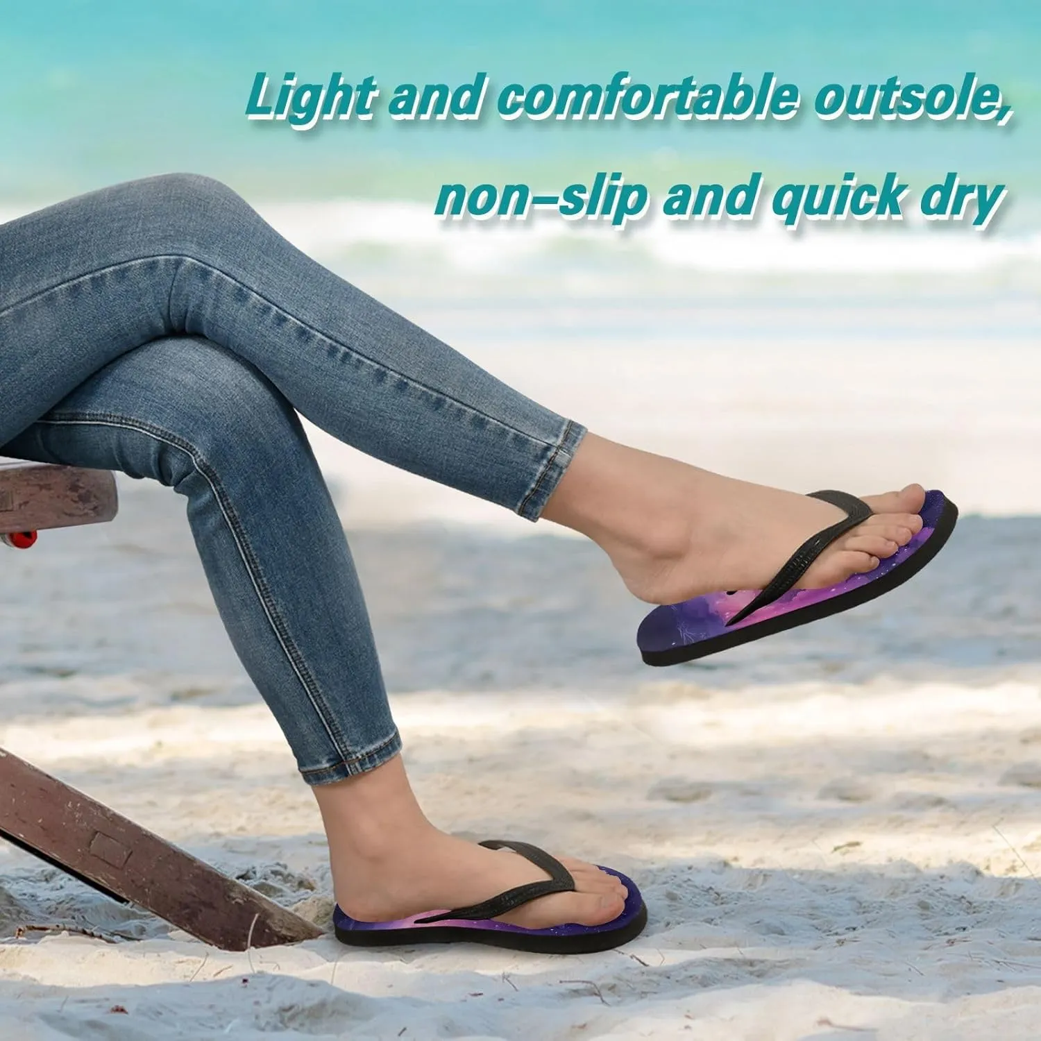 Pink Nebula Stars Flip Flop Sandal Men's and Women's Summer Sandal | Beach & Water Shoes（309）