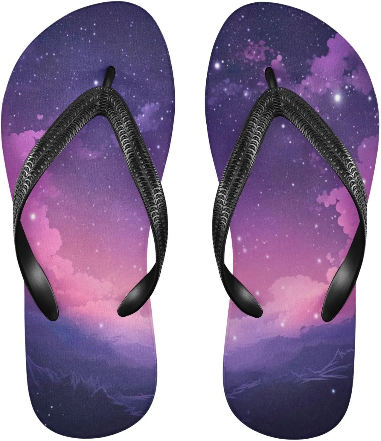 Pink Nebula Stars Flip Flop Sandal Men's and Women's Summer Sandal | Beach & Water Shoes（309）