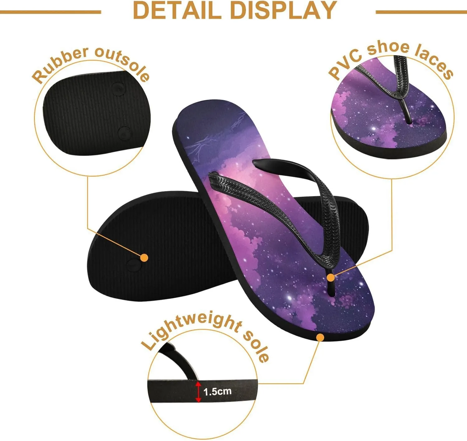 Pink Nebula Stars Flip Flop Sandal Men's and Women's Summer Sandal | Beach & Water Shoes（309）