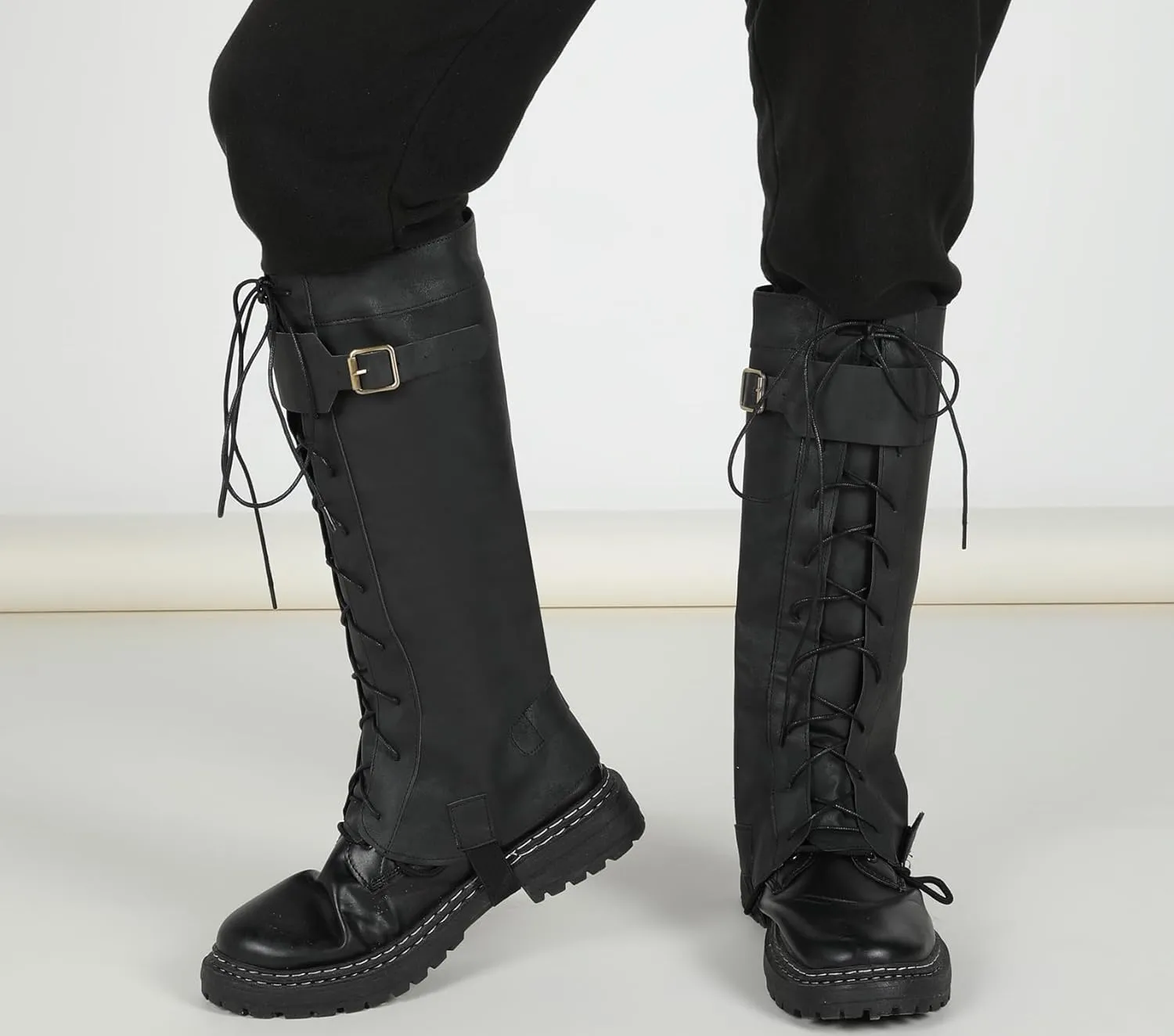 Pirate Boots Covers, Mens Faux Leather Medieval Renaissance Boot Cover for Halloween Cosplay Costumes