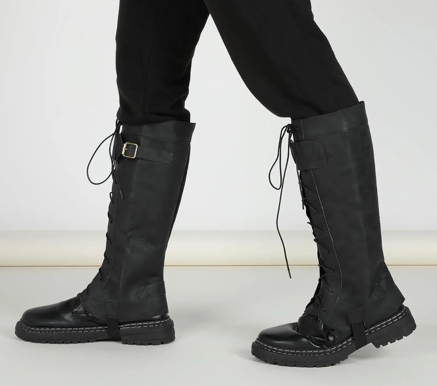Pirate Boots Covers, Mens Faux Leather Medieval Renaissance Boot Cover for Halloween Cosplay Costumes