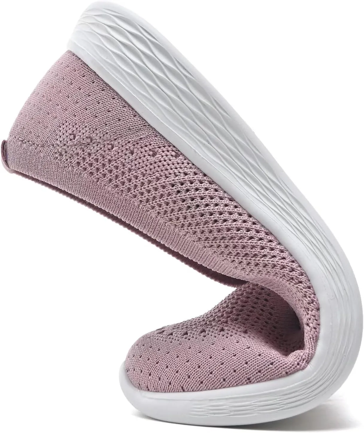 poemlady Women's Slip on Loafer Shoes - Mesh Casual Ballet Flat Nurse Walking Sneakers Round Toe Knit Casual Memory Foam Shoes