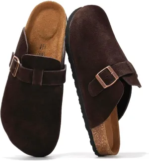 Project Cloud Mens Clogs - Full Grain Genuine Leather Memory Foam Clogs for Men Arch Support Cork Footbed - Non Slip Platform Mules (Brooklyn)