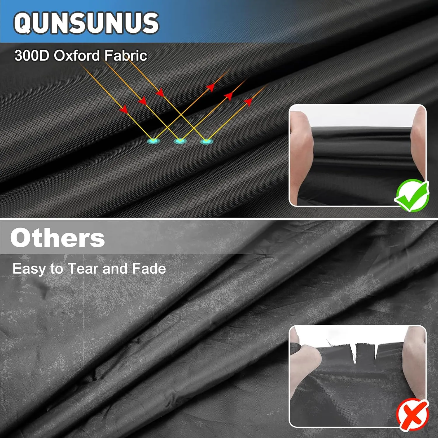 QUNSUNUS UTV Cover 2-3 Seater Compatible with Polaris RZR Cover/Can-Am Defender Cover/Yamaha YXZ Cover All-Weather Protection Heavy Duty Cover 130"" x 64"" x 72"", XB456