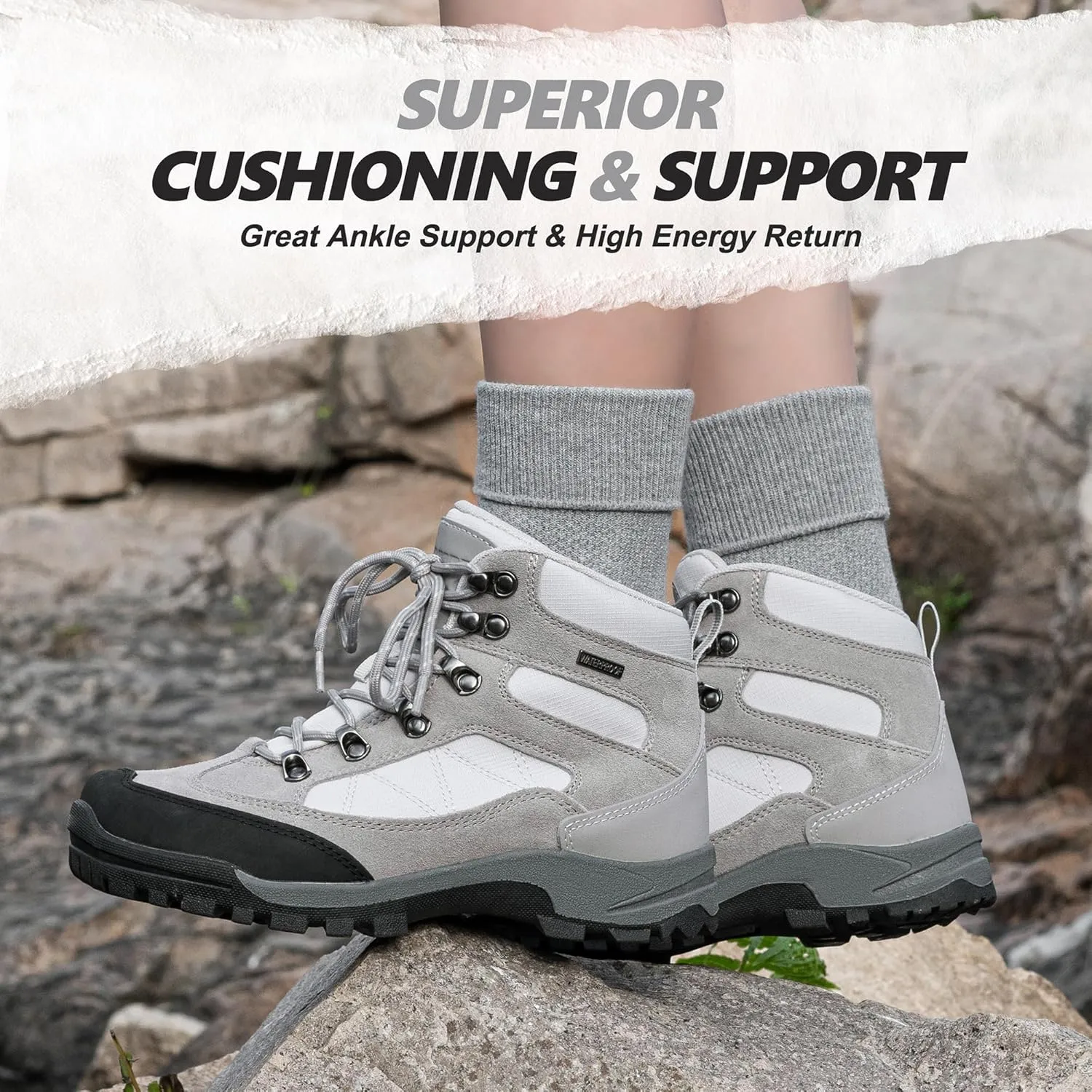 R CORD Womens Hiking Boots Breathable Hiking Boots Womens Waterproof Ankle Support Athletic Outdoor Non-slip Durable Hiking Boot for Outdoors