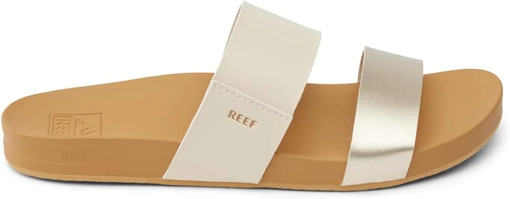 Reef Women's Cushion Vista Fashion Slide Sandal, Vegan Leather Strap, Soft Footbed