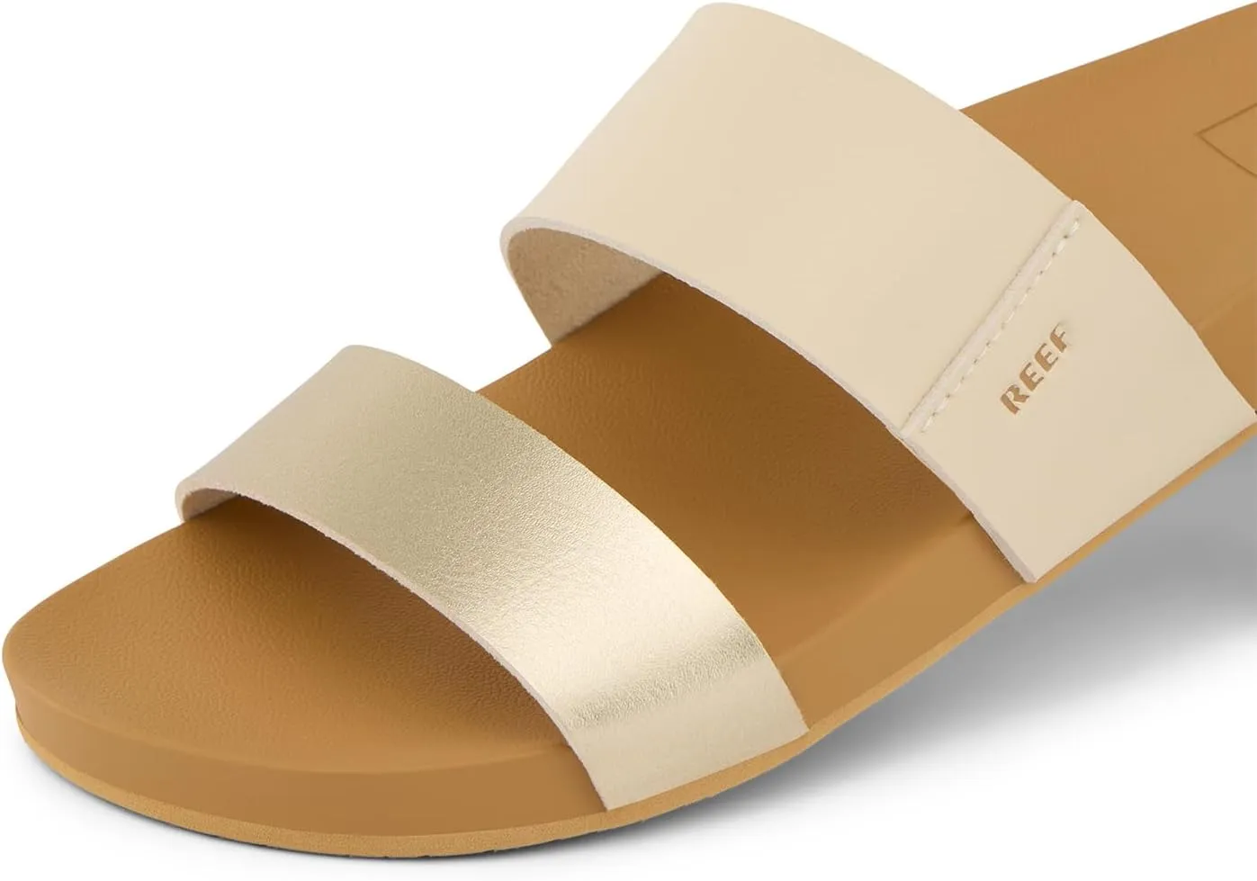 Reef Women's Cushion Vista Fashion Slide Sandal, Vegan Leather Strap, Soft Footbed