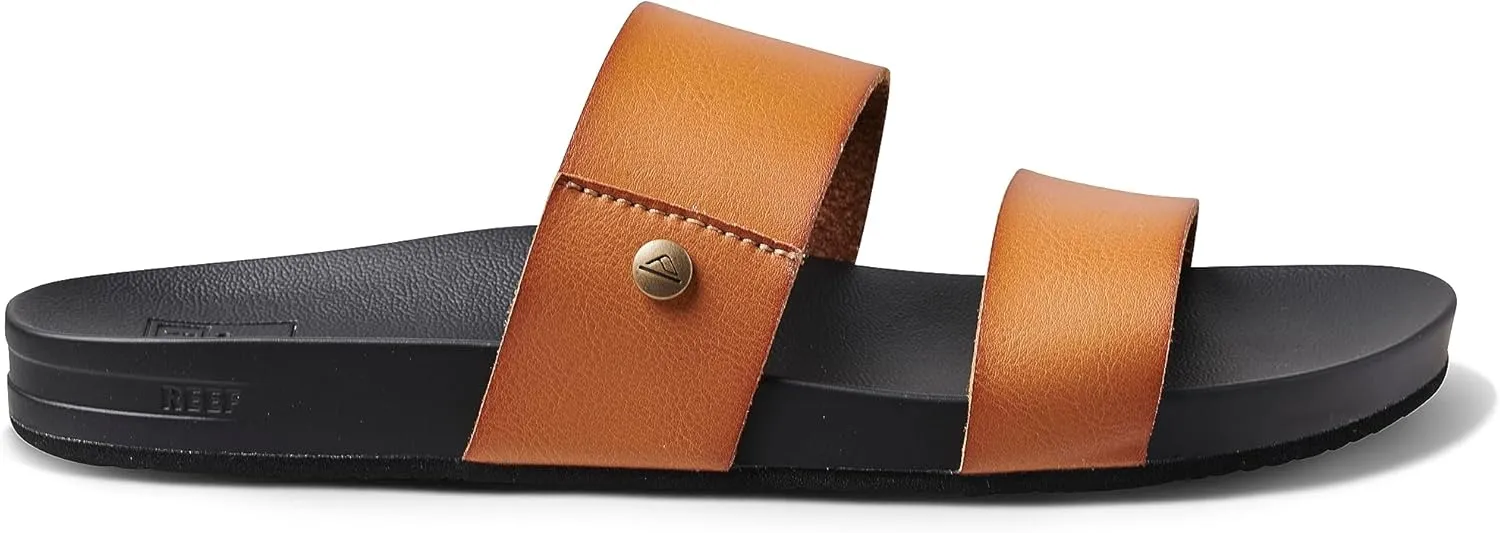 Reef Women's Cushion Vista Fashion Slide Sandal, Vegan Leather Strap, Soft Footbed