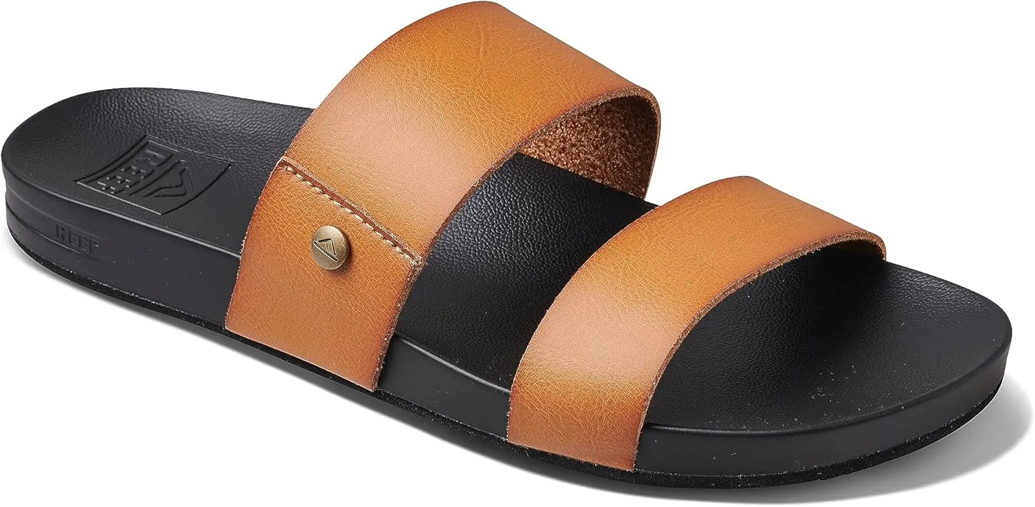 Reef Women's Cushion Vista Fashion Slide Sandal, Vegan Leather Strap, Soft Footbed