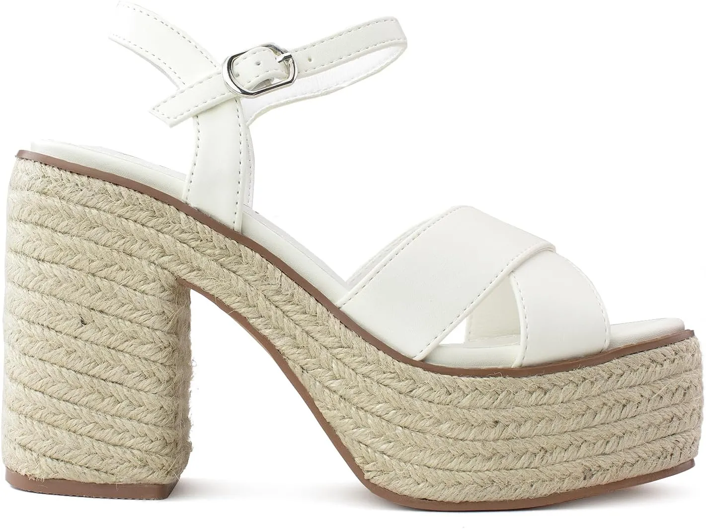 RF ROOM OF FASHION Women's Peep Toe Criss Cross Band Ankle Strap Platform Chunky Heel Mule Sandals