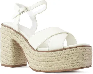 RF ROOM OF FASHION Women's Peep Toe Criss Cross Band Ankle Strap Platform Chunky Heel Mule Sandals