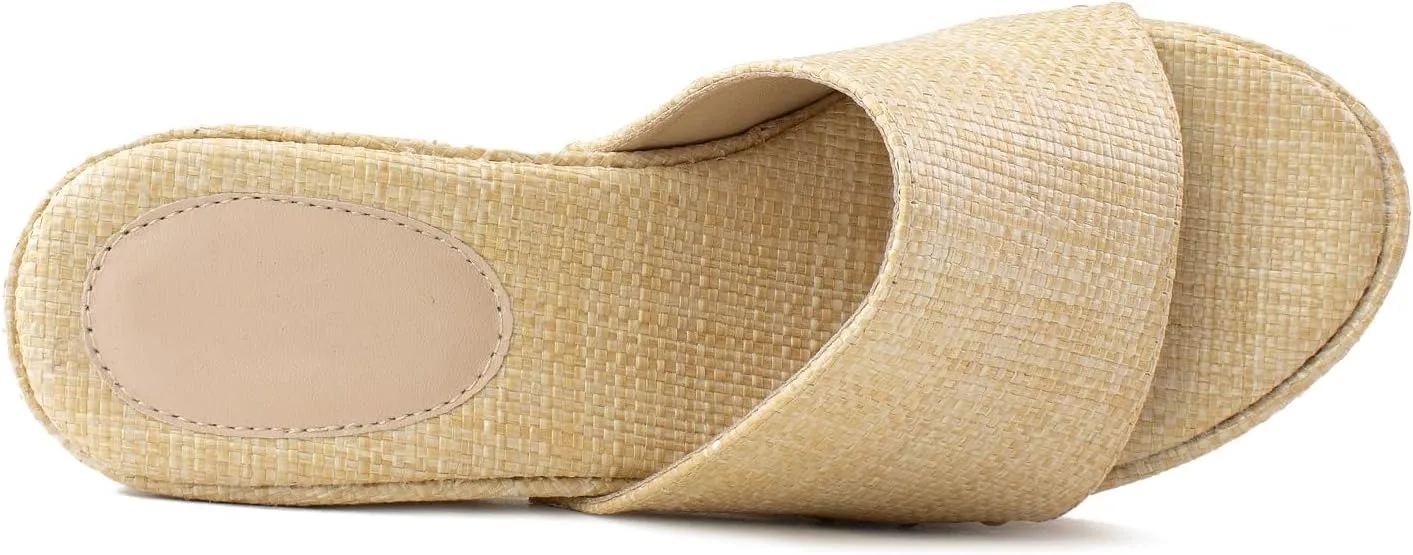 RF ROOM OF FASHION Women's Slip On Chunky Heel Peep Toe Mule Sandals