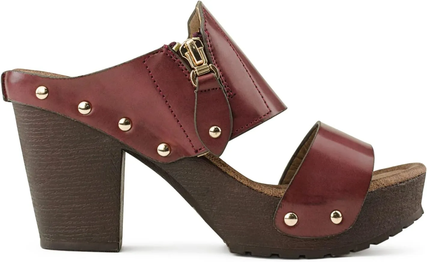 RF ROOM OF FASHION Women's Slip On Chunky Heel Peep Toe Mule Sandals