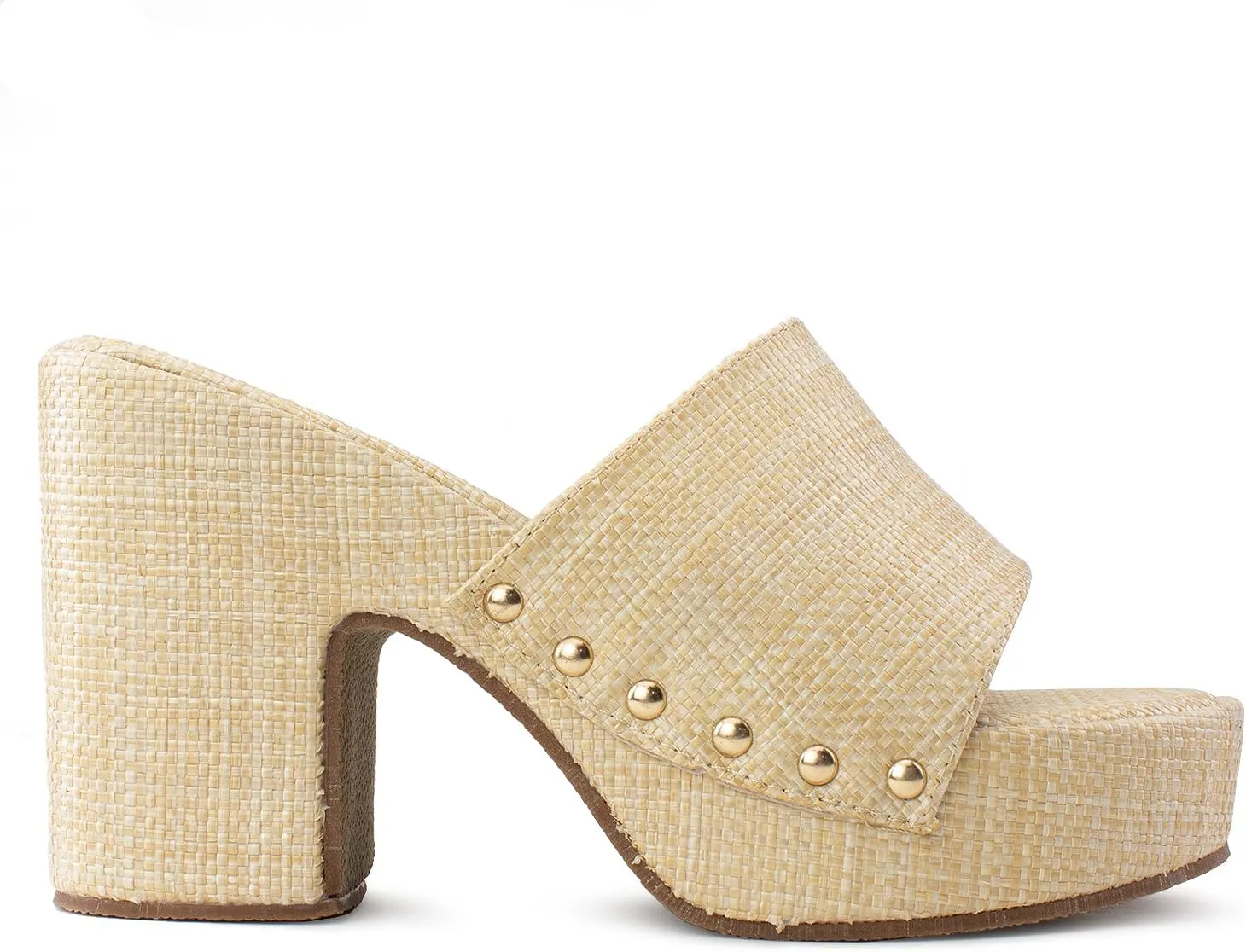 RF ROOM OF FASHION Women's Slip On Chunky Heel Peep Toe Mule Sandals