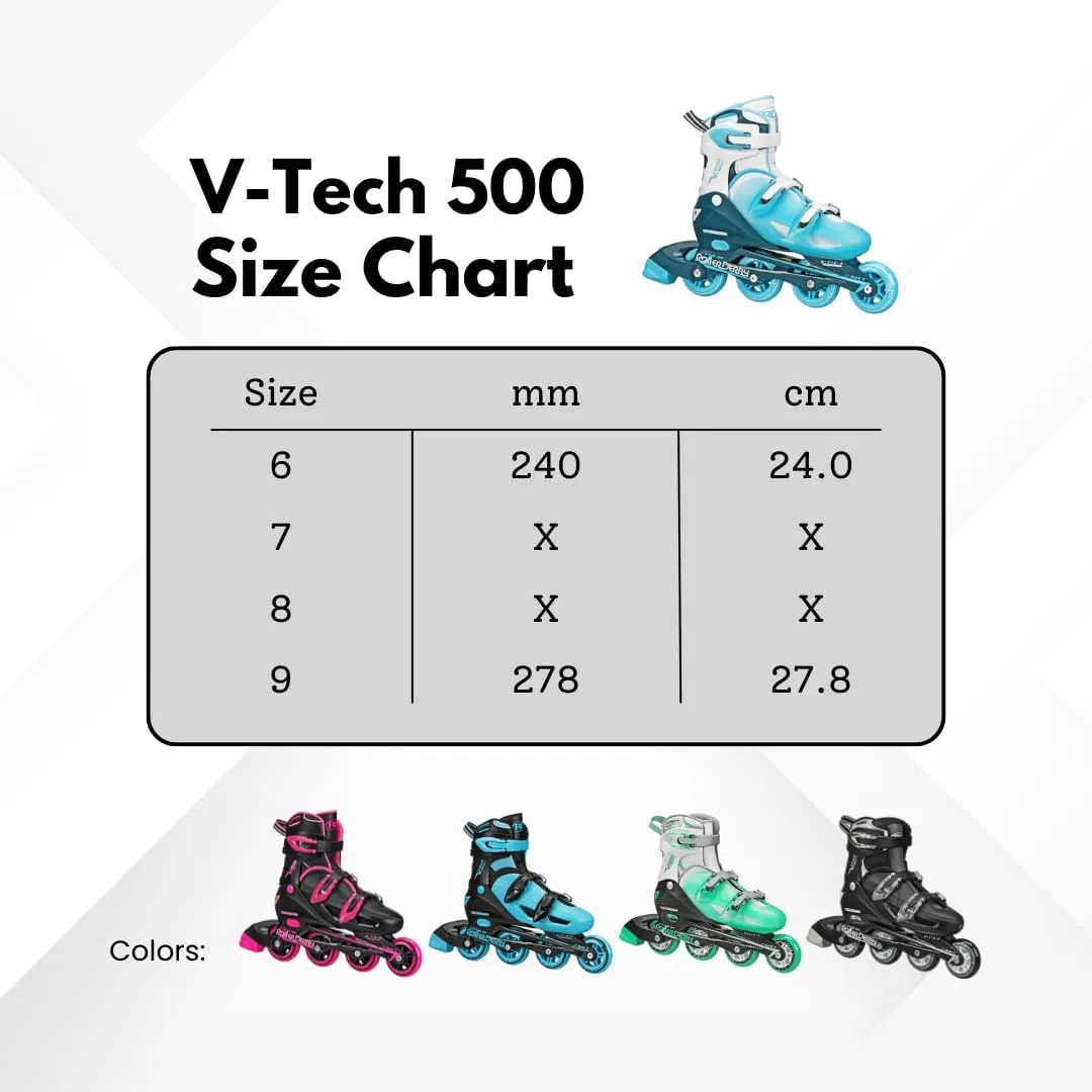 Roller Derby V-Tech 500 Adjustable Performance Inline Skates for Men, Women, Kids, Teens