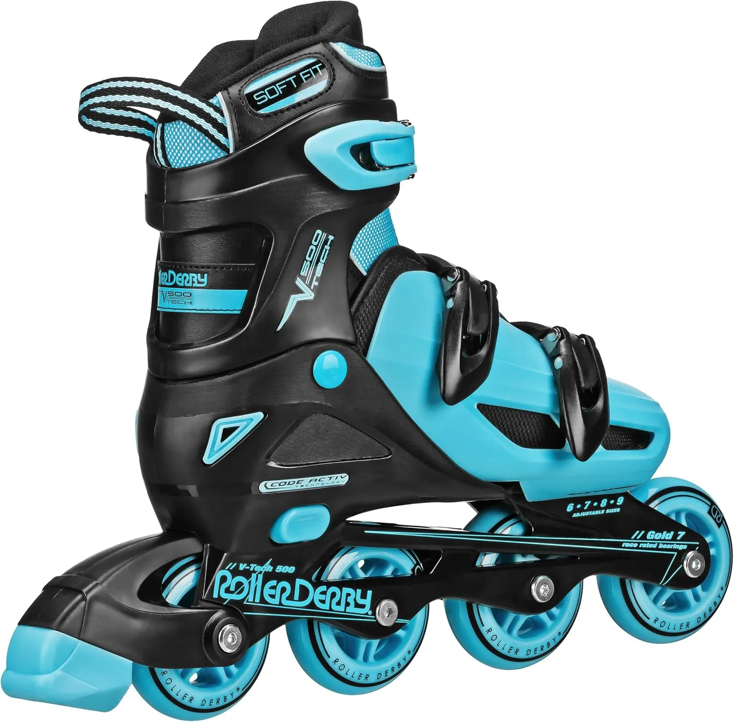 Roller Derby V-Tech 500 Adjustable Performance Inline Skates for Men, Women, Kids, Teens