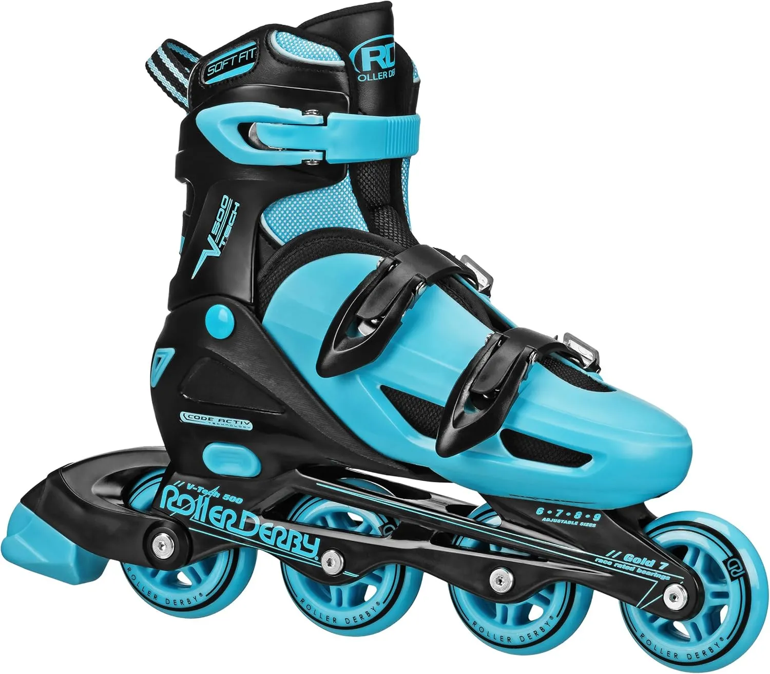 Roller Derby V-Tech 500 Adjustable Performance Inline Skates for Men, Women, Kids, Teens