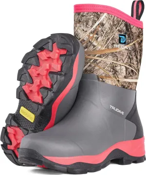 Rubber Rain Boots for Women, 4.5mm Neoprene Insulated Mud Work Boots, Anti-slip Breathable Mid-calf Womens Boots for Garden, Water Fishing, Size 6-11