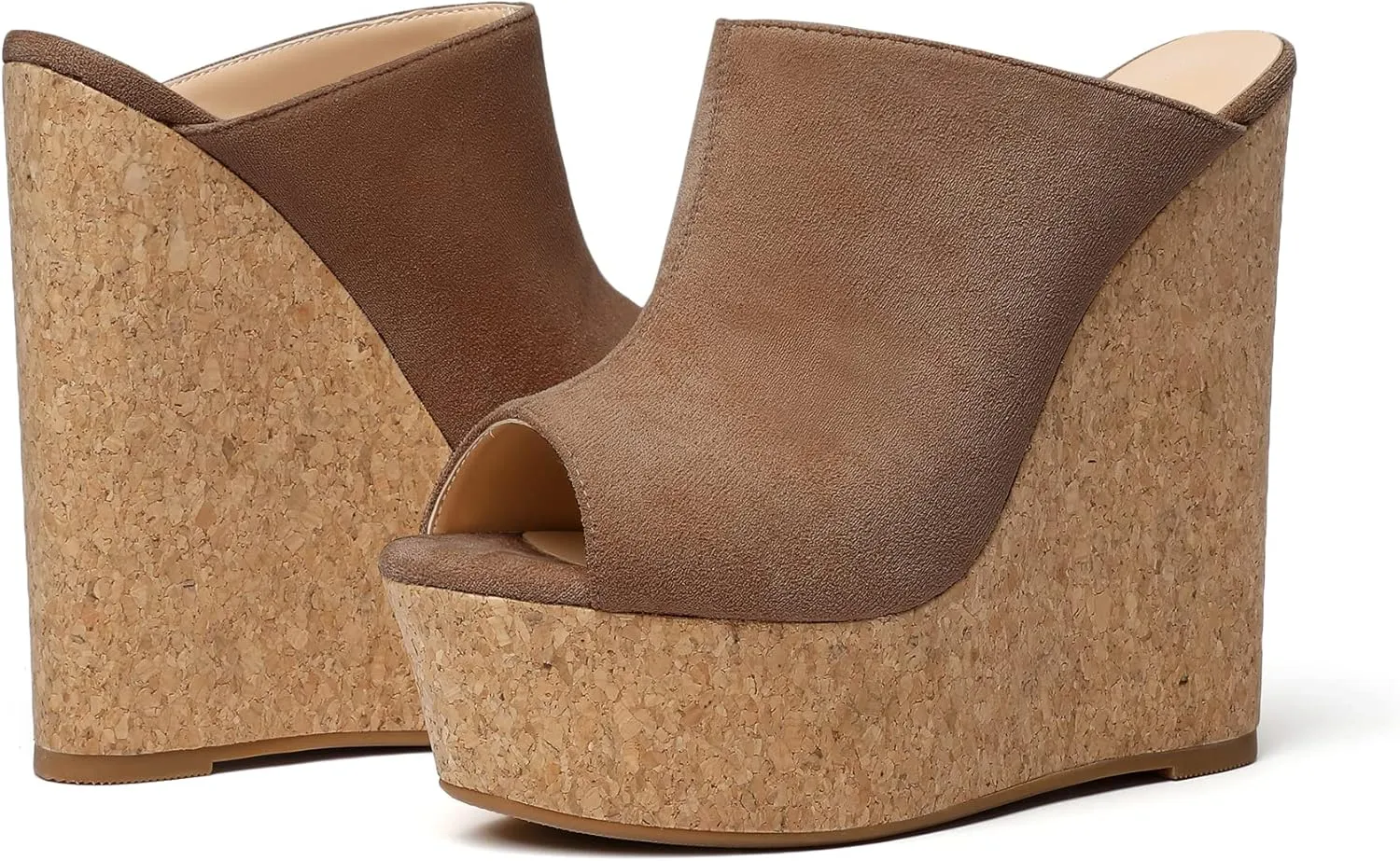 SAMMITOP Women's Platform Wedge Open Toe Sandals,Ladies Slip On Wedge Mule Shoes